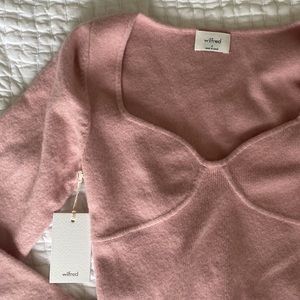 Aritzia Wool/Cashmere Cropped Pink Sweater